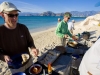 Mark and Todd at breakfast, with guides Vlady and Ramon serving.