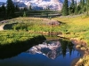 Mirror pond reflects Mt. Rainier. Canon Elan7e. 24mm T/S.