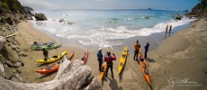 Sea kayakers on Olympic Coast near Cape Flattery.