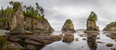 Sea kayakers depart beach at Cape Flattery on the Olympic Coast.