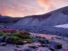 Paradise River Sunrise. Mountain Daisy, Lewis Monkey Flower, and Arrowhead Groundsel fill a niche in the wake of Mt. Rainier\'s receding Paradise Glacier. Canon Elan7e. 24mm T/S. 3-stop split ND filter.