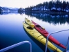 Sea Kayaks. In a quiet bay in Nellie Juan Fjord, Prince William Sound, Alaska.