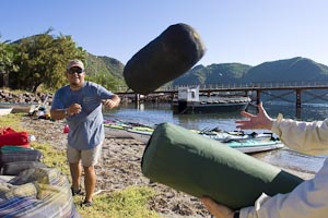 Guide Charo tossing out gear. 