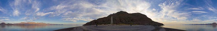 Isla Carmen, Baja, MX. Hand-held 360° panorama. Canon 5D II, 17-40mm @27mm, 1/80sec, f/8, iso100.