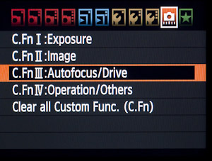 Custom Function III menu highlighted.