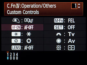 Custom Function IV custom operation list.