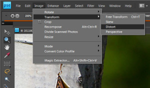 Finding the Distort Tool: Image—»Transform—»Distort