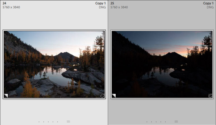 Thumbs of over and under-exposed images in Lightroom 6