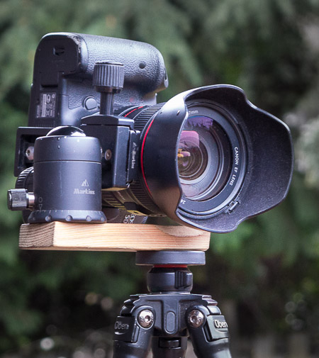 Backcountry panorama tool: Canon 5D III, 24-105mm lens, Markins q-ball, Markins 150mm plate, Oben CT-2331 tripod, wood pano tool.