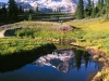 Mirror pond reflects Mt. Rainier. Canon Elan7e. 24mm T/S.