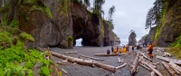 Sea kayakers at Cape Flattery, Washington State.